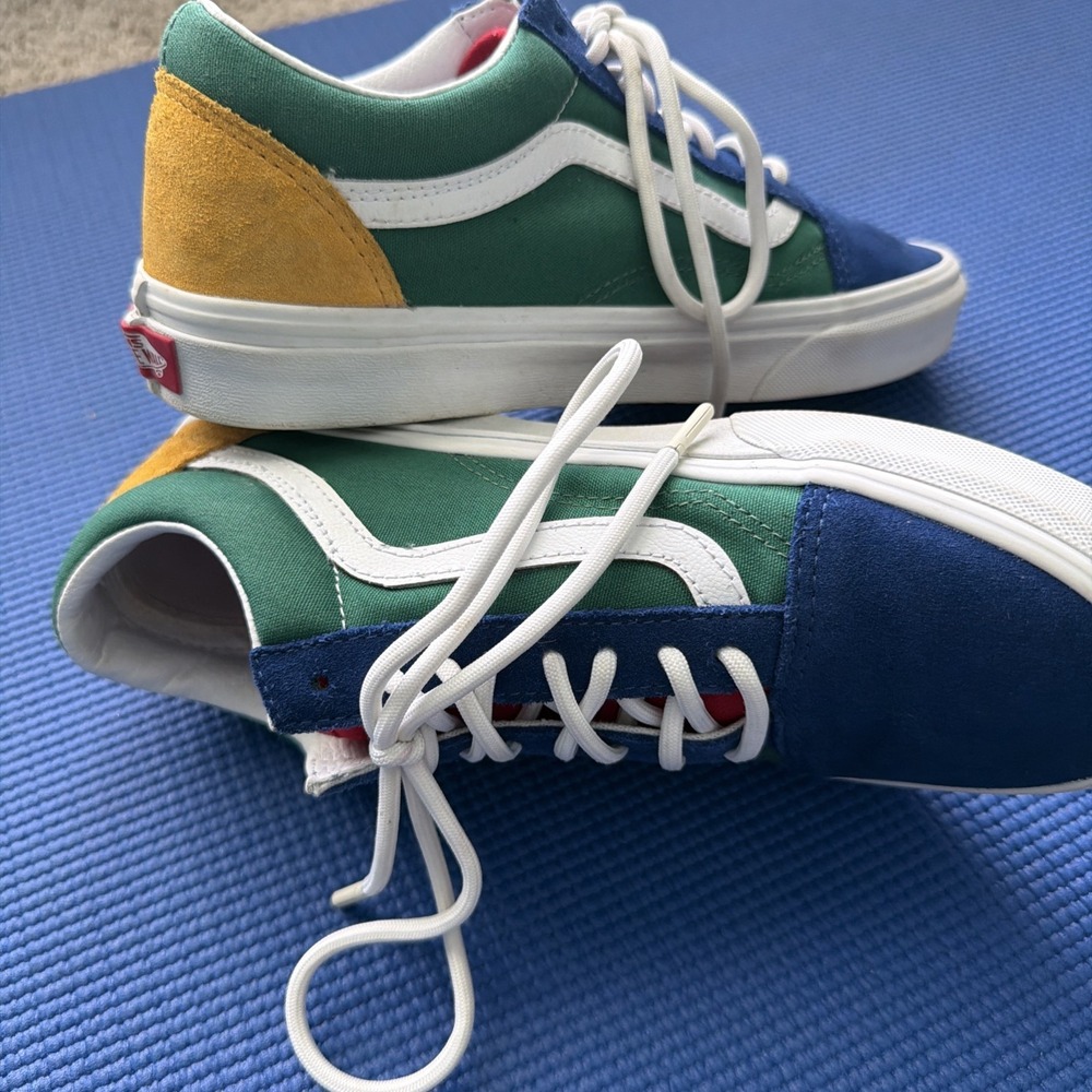 Vans Old Skool Platform Sneakers Men's 7.5/ Women's 9 Colorblock Blue Green Red - Picture 4 of 9